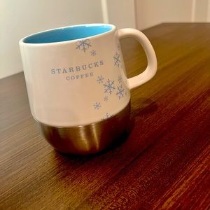 Starbucks Snowflake Mug Cup Holiday 2007 Stainless Base